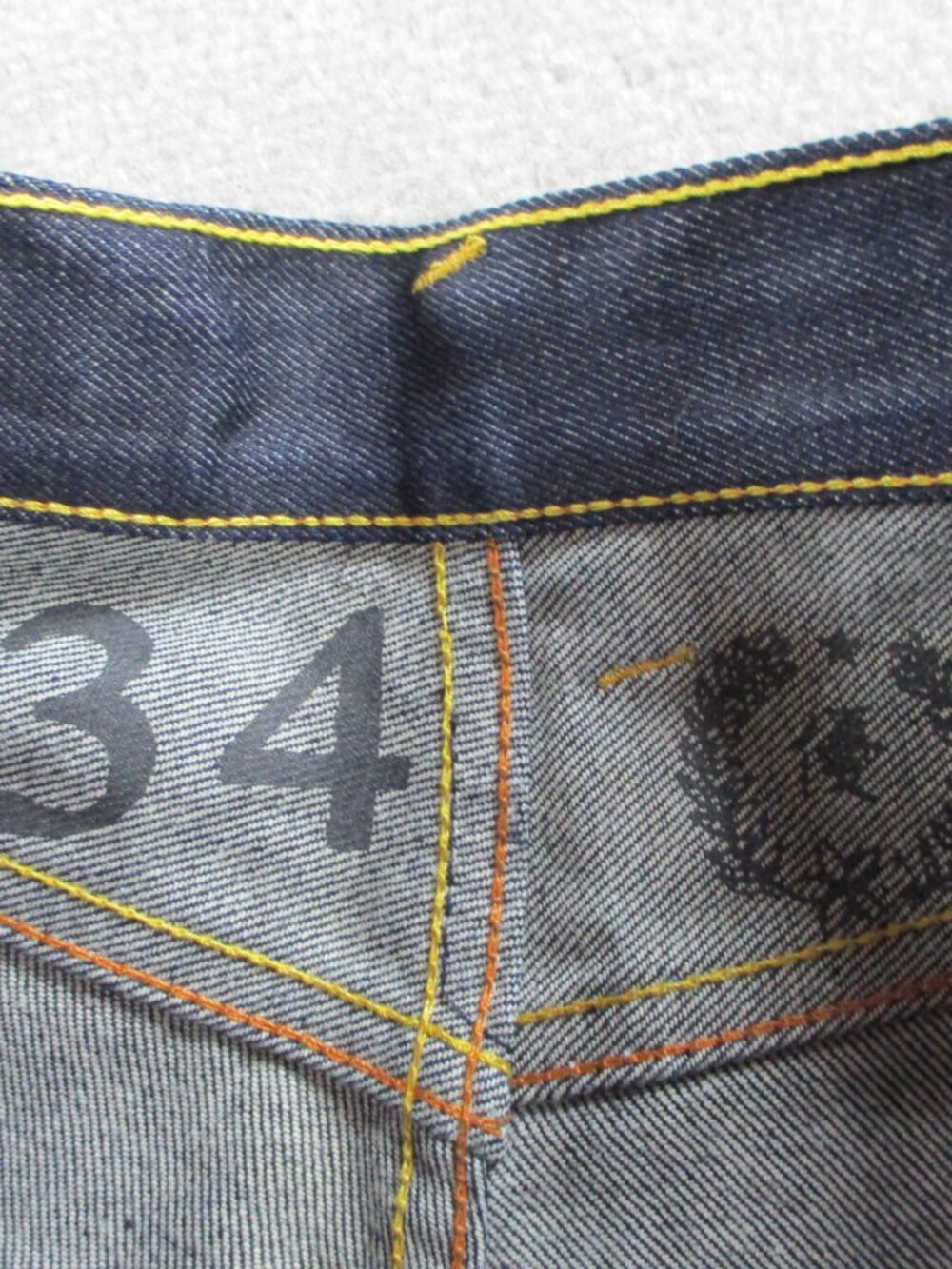 RMC Red Monkey Jeans Mens 34x34 Blue Denim Embroidered Pockets Y2K Streetwear - Picture 10 of 14